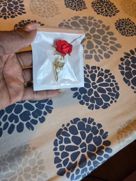 Jewelry - Red Rose Gold-Tone Brooch Pin